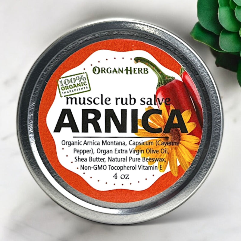 OrganHerb OrganHerb Organic Arnica and Capsicum Muscle Rub Salve 4 oz, Botanical Comfort Balm for Muscles and Joints Organic Salves