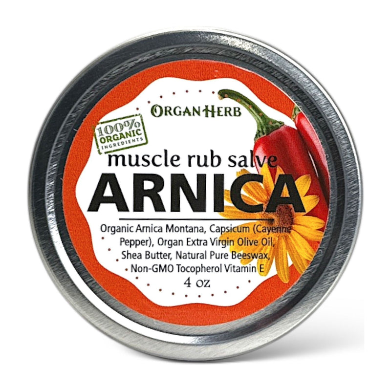 OrganHerb OrganHerb Organic Arnica and Capsicum Muscle Rub Salve 4 oz, Botanical Comfort Balm for Muscles and Joints Organic Salves