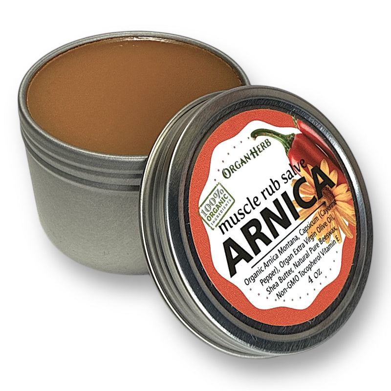 OrganHerb OrganHerb Organic Arnica and Capsicum Muscle Rub Salve 4 oz, Botanical Comfort Balm for Muscles and Joints Organic Salves