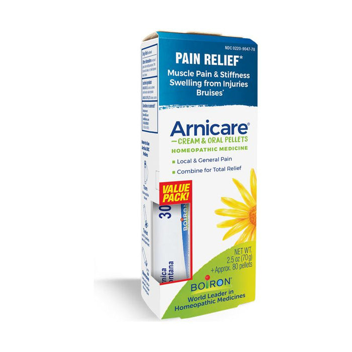 Boiron Arnicare Cream for Pain Relief & Blue Tube Value Pack, 2.5 oz