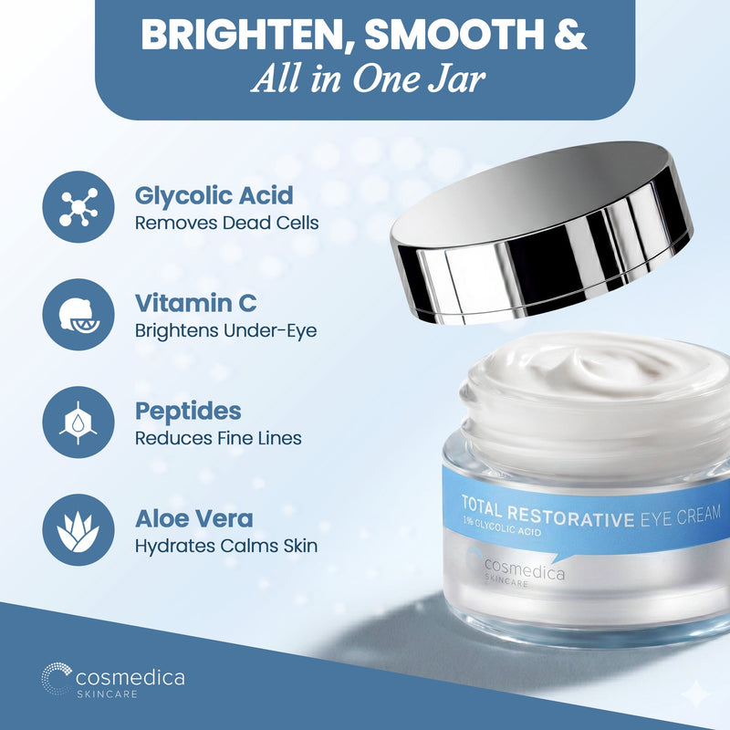 Cosmedica Skincare Cosmedica Skincare Eye Cream 0.7 Ounce | Anti-Aging Hydration Eye Cream with Green Tea Caffeine Peptide Complex | Lightweight Non-Greasy Formula for Dark Circles Puffiness Wrinkles Fine Lines Moisturizers