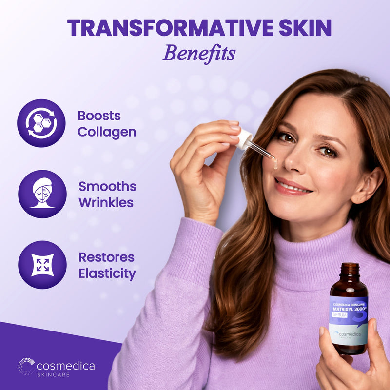 Cosmedica Skincare Cosmedica Skincare Matrixyl 3000 Peptide Serum with Hyaluronic Acid | Hydrating Lightweight Face Serum for Sensitive Skin | Firming Serum with Aloe Vera Vitamin E | 2oz