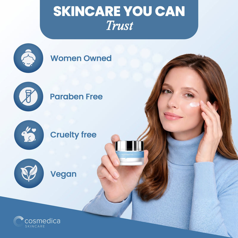 Cosmedica Skincare Cosmedica Skincare Eye Cream 0.7 Ounce | Anti-Aging Hydration Eye Cream with Green Tea Caffeine Peptide Complex | Lightweight Non-Greasy Formula for Dark Circles Puffiness Wrinkles Fine Lines Moisturizers