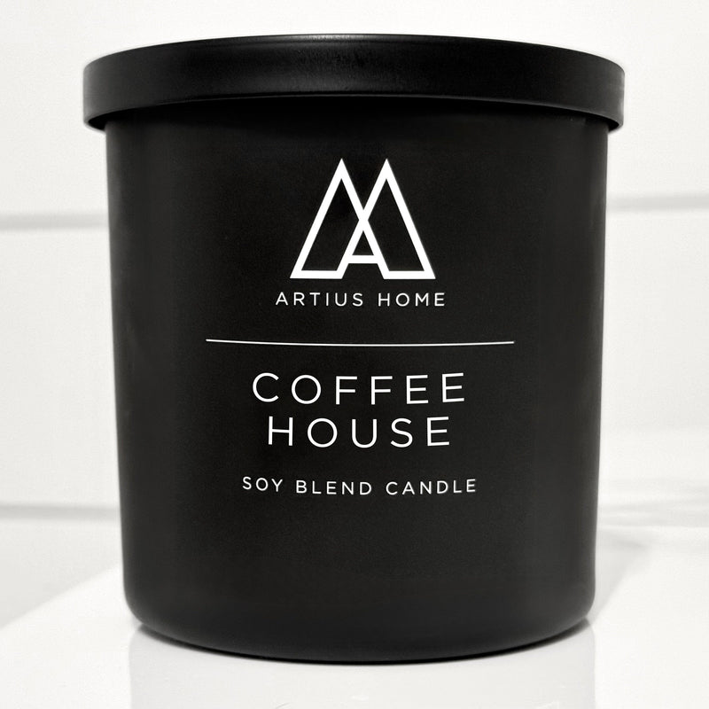 Artius Man Coffee House Wood Wick Candle – Vanilla, Hazelnut, and Roasted Coffee Beans (10 oz) candle