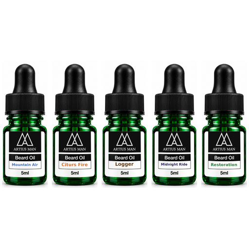 Artius Man 5 Pack Beard Oil Sampler Pack Custom Bundle White Smoke