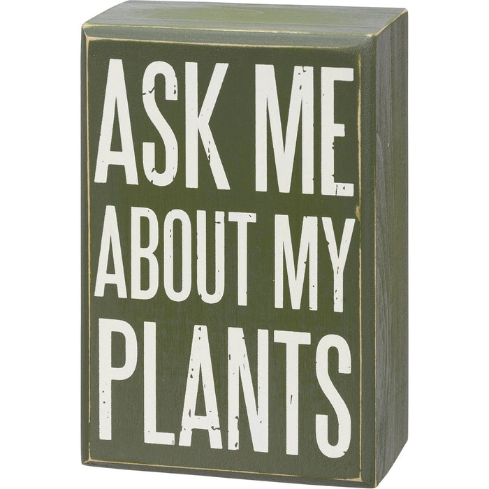 The Bullish Store - Ask Me About My Plants Box Sign And Sock Set | Plant Lovers Giftable Set