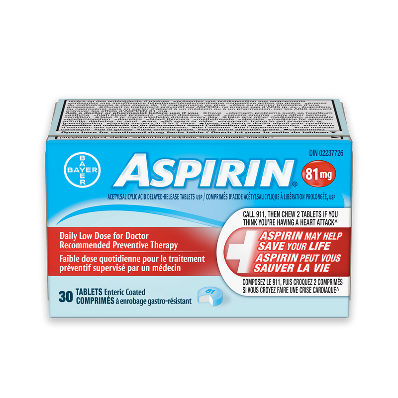 Aspirin Aspirin 81mg Enteric Coated 30 count Health Care Dark Gray