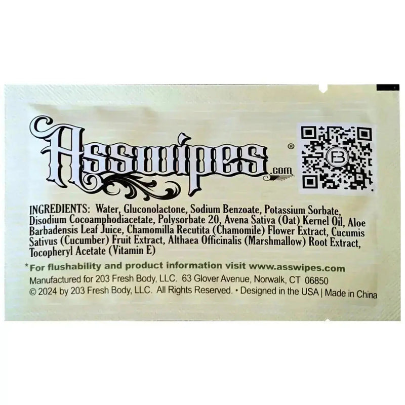 Fresh Body FB® Asswipes Singles - Individually Wrapped Flushable Wipes (select quantity) Adult Hygienic Wipes