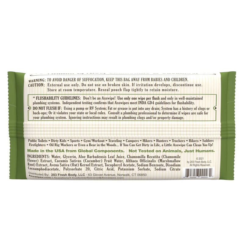 Fresh Body FB® Asswipes 45ct Flow Pack (select quantity) Adult Hygienic Wipes