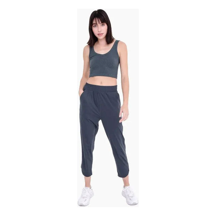 Athleisure Joggers with Curved Notch Hem