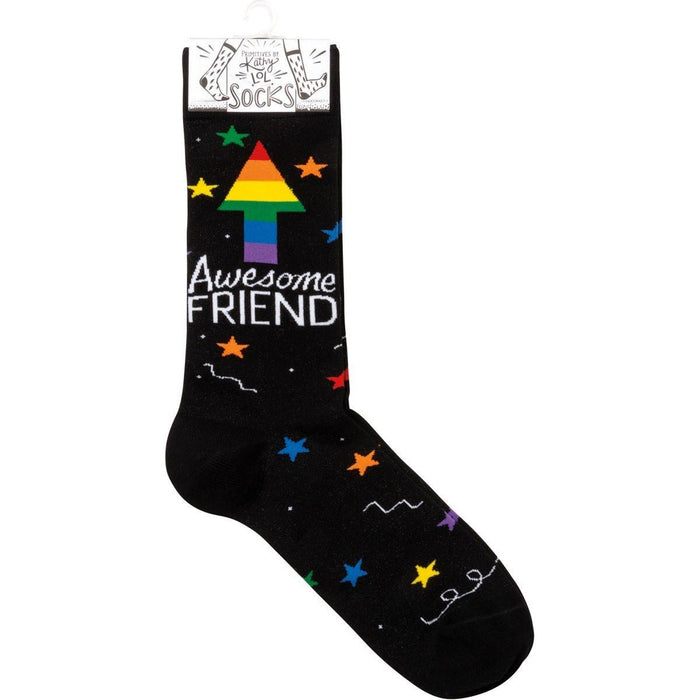 The Bullish Store - Awesome Friend Stars Patterned Socks Black Colorful Funny Novelty Socks