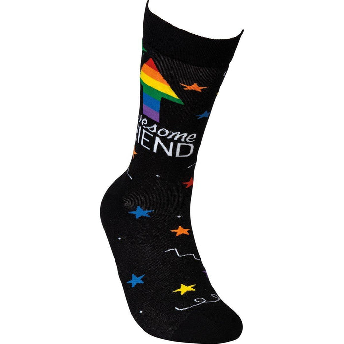 The Bullish Store - Awesome Friend Stars Patterned Socks Black Colorful Funny Novelty Socks