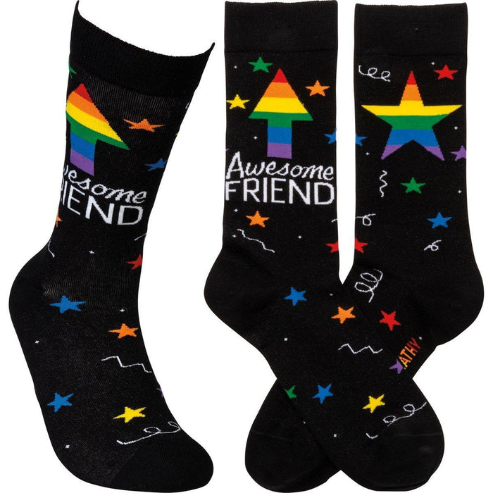 The Bullish Store - Awesome Friend Stars Patterned Socks Black Colorful Funny Novelty Socks