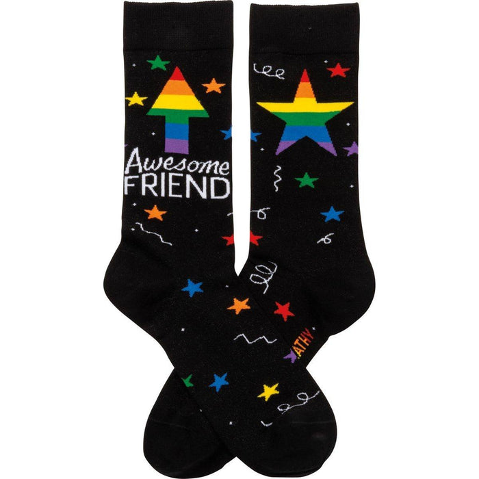 The Bullish Store - Awesome Friend Stars Patterned Socks Black Colorful Funny Novelty Socks