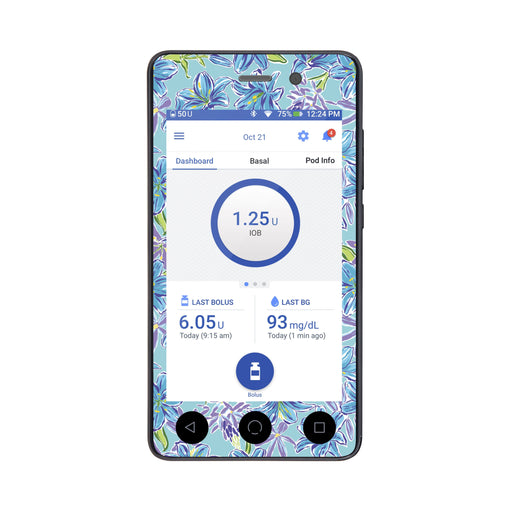 Peelz Azul Flowers Sticker for Omnipod DASH® PDM – Pump Peelz Peelz/Stickers