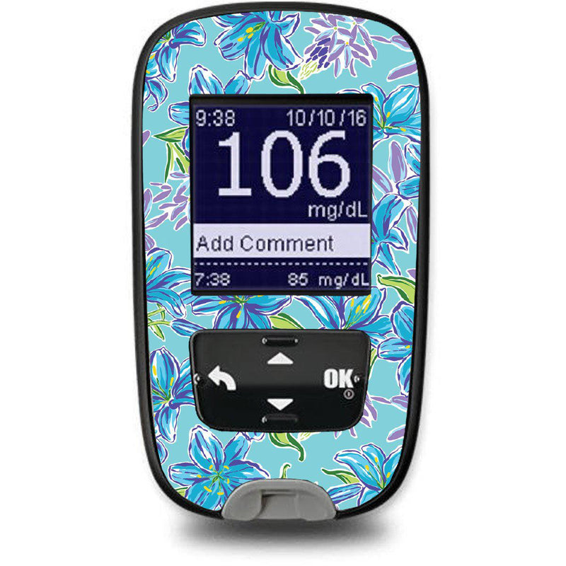 Peelz Azul Flowers Sticker for the Accu-Chek Guide Glucometer Peelz/Stickers