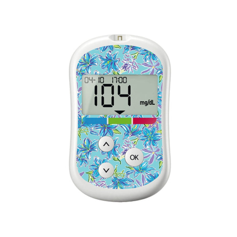 Peelz Azul Flowers for OneTouch Verio Flex Glucometer Peelz/Stickers