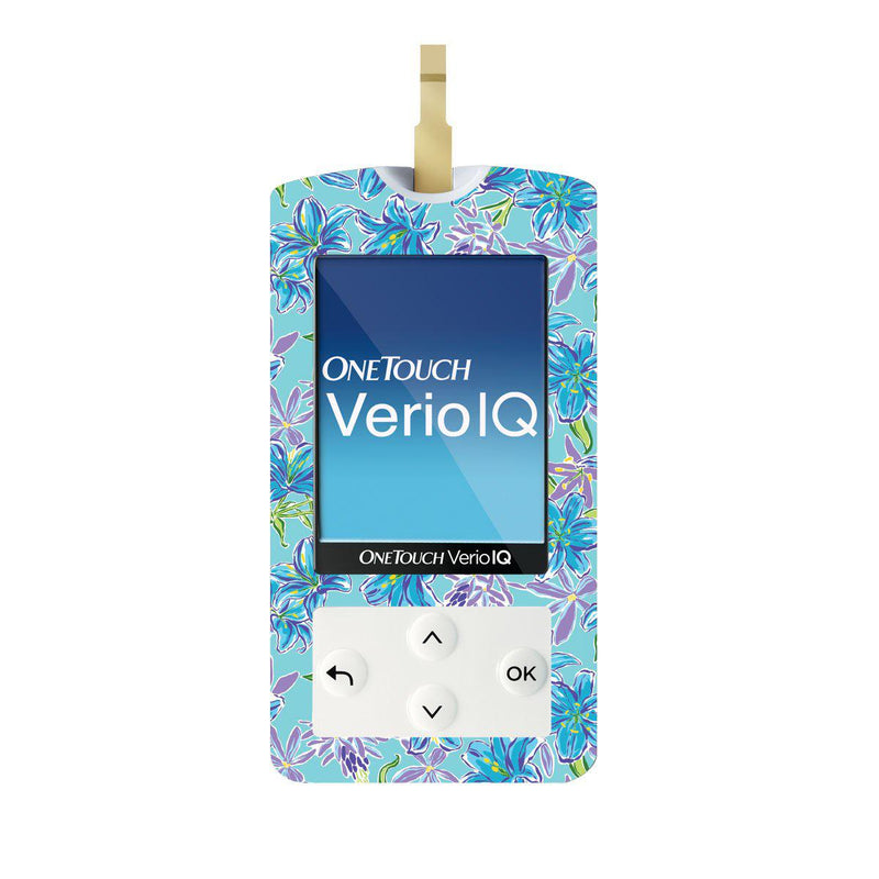 Peelz Azul Flowers for OneTouch Verio IQ Glucometer Peelz/Stickers