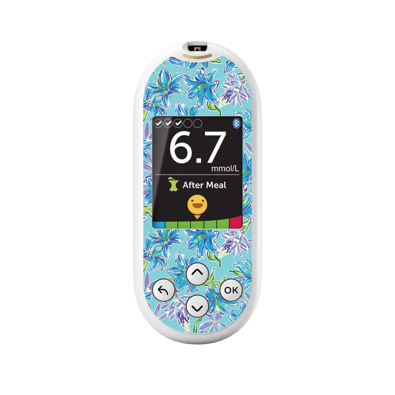 Peelz Azul Flowers for OneTouch Verio Reflect Glucometer Peelz/Stickers