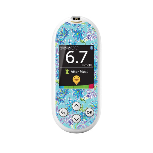 Peelz Azul Flowers for OneTouch Verio Reflect Glucometer Peelz/Stickers