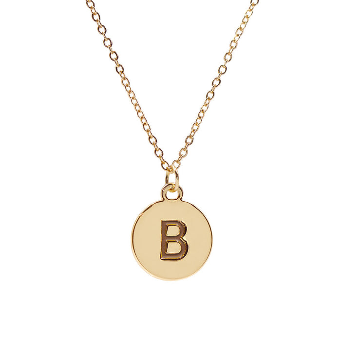 Gold-tone Adjustable Custom Initial Pendant Necklace with Genuine Crystal in Gift Box