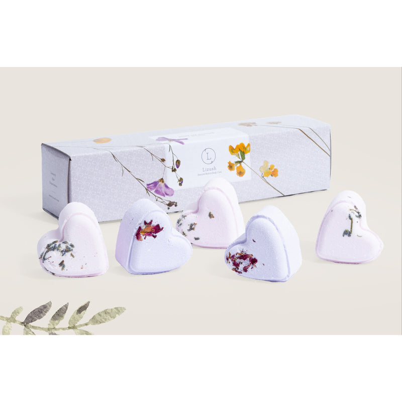 Lizush Set of 5 Heart Shaped Shower Steamers Package  - in a Gift Box - Can be personalized Unisex gift set
