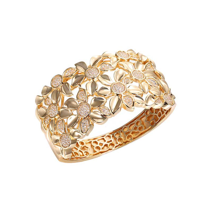 Pave Multi Flower Bangle Bracelet