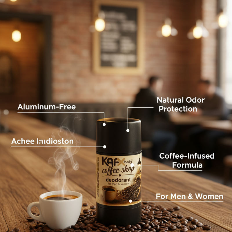 KAFX Body Coffee Shop Coffee-Infused Natural Deodorant – Real Coffee Scent & Safe for All Deodorant Sienna