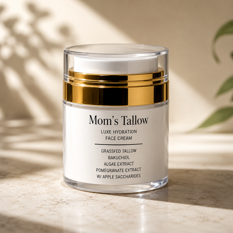 Mom’s Tallow Luxe Hydration Tallow Face Cream Light Gray 1.7 oz as pictured,4 oz amber glass,8 oz amber glass