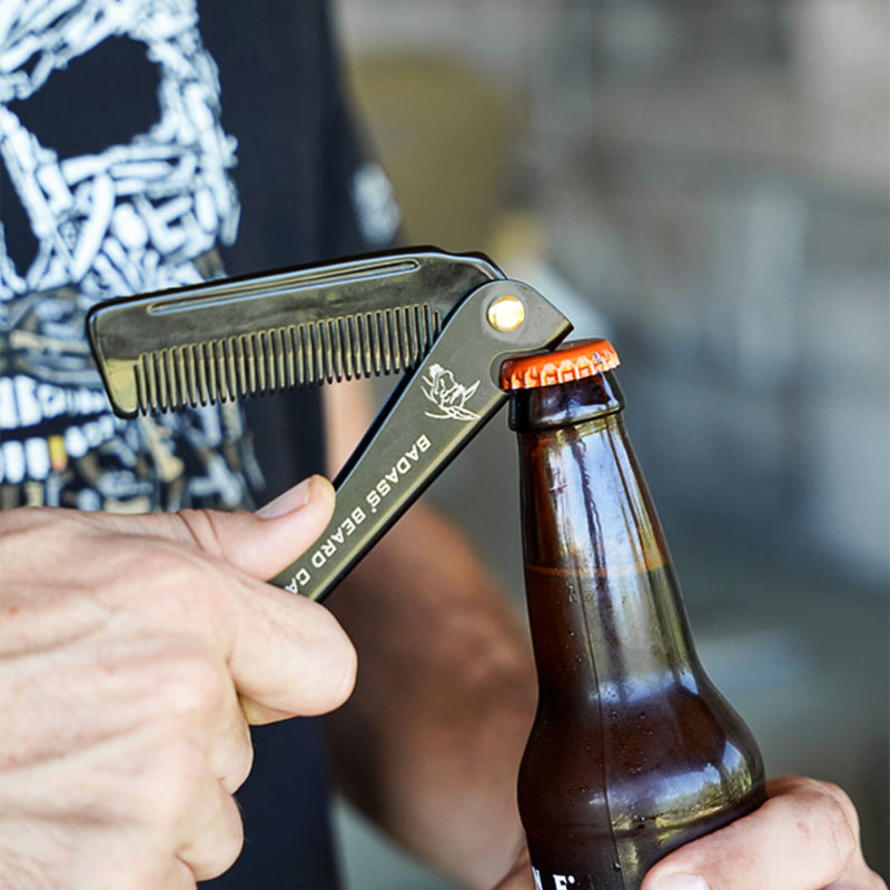 Badass Beard Care 2-in-1 Folding Ox Horn Comb COMB