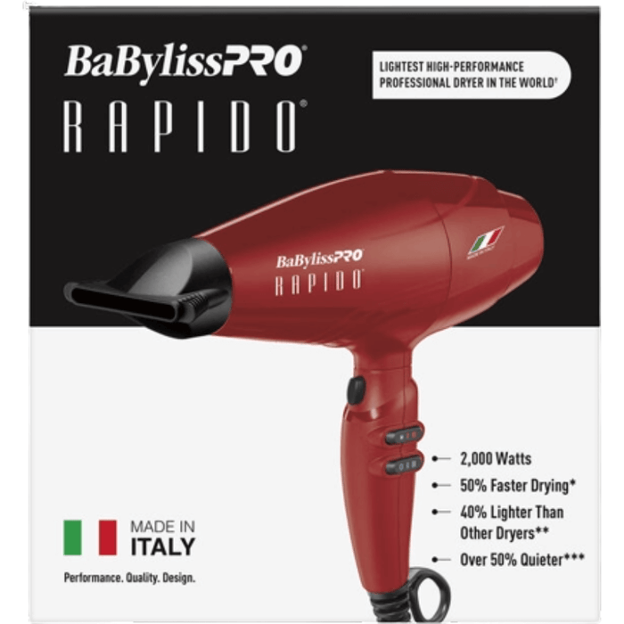 Babylisspro Rapido Blow Dryer 2000 Watts Red #Brrap1