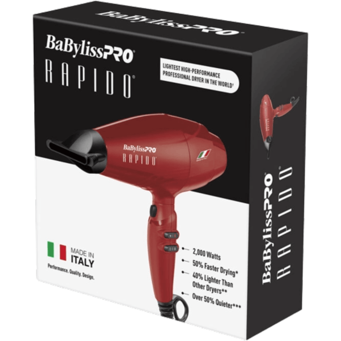 Babylisspro Rapido Blow Dryer 2000 Watts Red #Brrap1