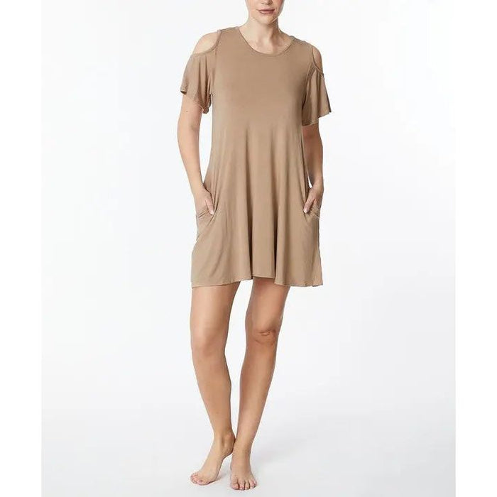 Bamboo Cold Shoulder Flare Dress