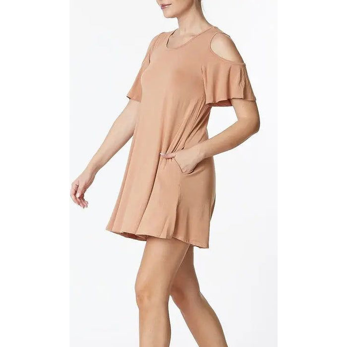 Bamboo Cold Shoulder Flare Dress