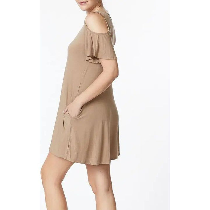 Bamboo Cold Shoulder Flare Dress