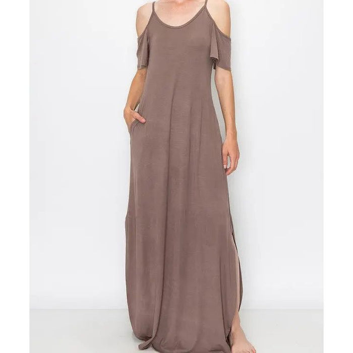 Bamboo Cold Shoulder Maxi Dress