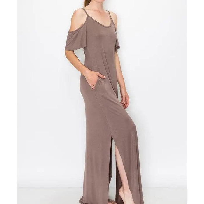 Bamboo Cold Shoulder Maxi Dress