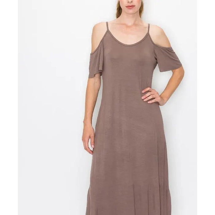 Bamboo Cold Shoulder Maxi Dress