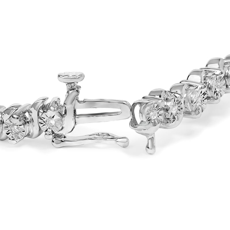 Bids.com .925 Sterling Silver 1/4 Cttw Diamond Station and S Link Bracelet Bracelets