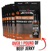 Elijah's Xtreme Beer Maple BBQ Beef Jerky - 6 bags (1lb) Beef Jerky