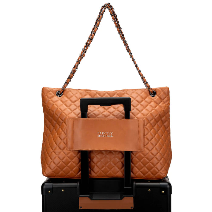 Diana Quilted Vegan Leather Weekender Tote Bag