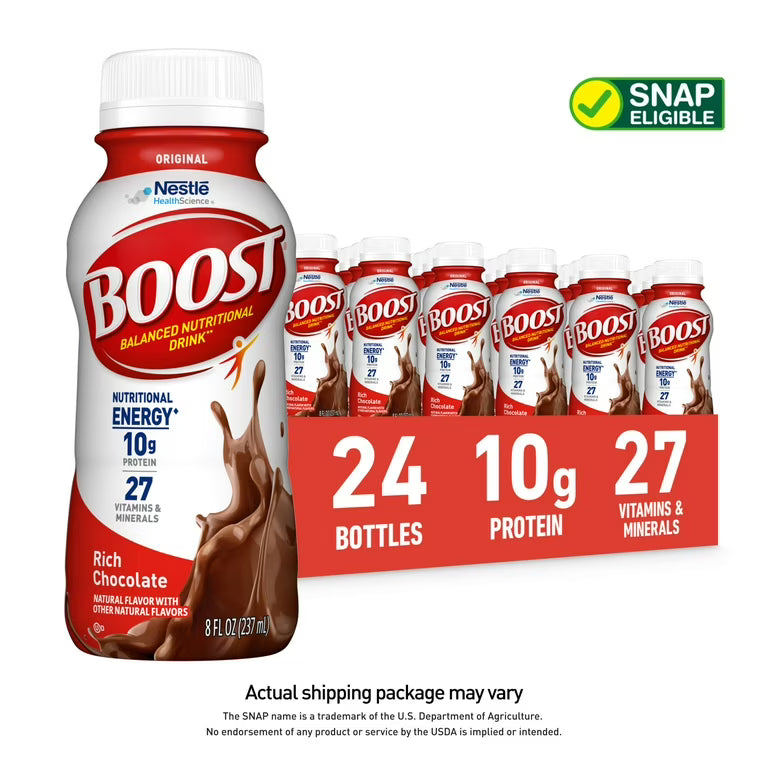 Boost Original Boost High Protein Nutritional Shake, Rich Chocolate, 8 fl oz Bottle, 24 Pack Fitness & Nutrition