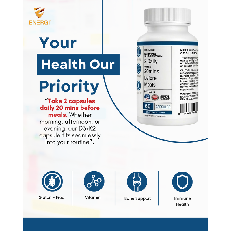 Energi Nutrition D3+K2 Supplement