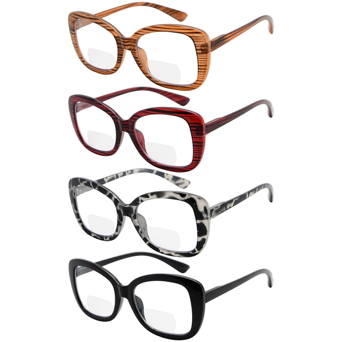 Eyekeeper - 4 Pack Stylish Bifocal Reading Glasses Br2011