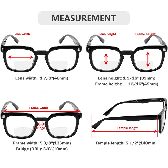 Eyekeeper - 4 Pack Square Bifocal Reading Glasses Br2104