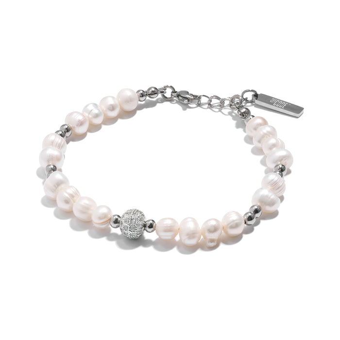 Iced Beaded Pearl Bracelet (Silver)