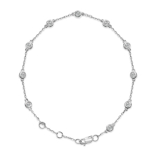 Bids.com 14K White Gold 1/2 Cttw Bezel Set Lab Grown Diamond Station Bracelet Bracelets