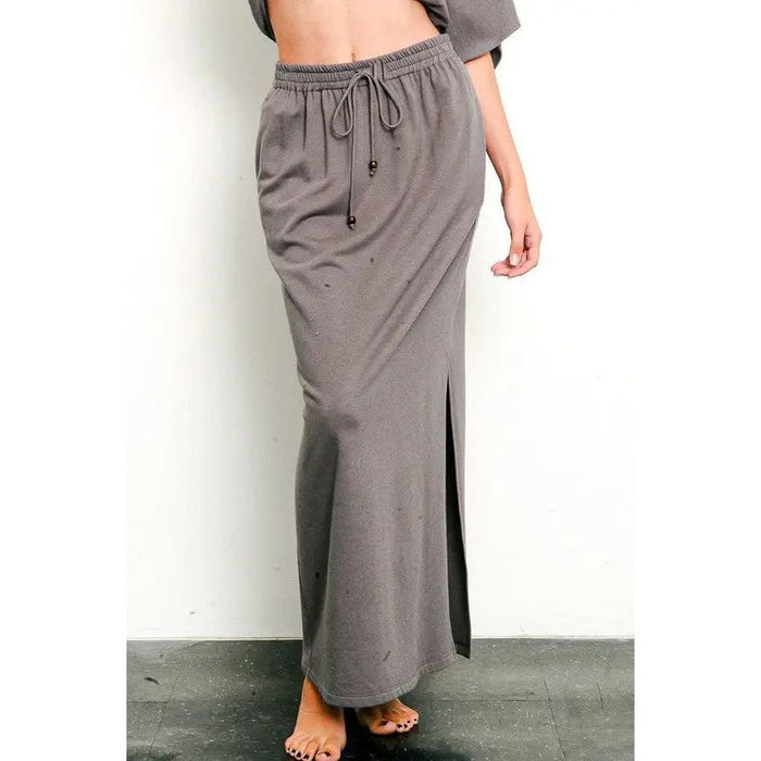 Brushed Organic Hemp Side Slit Maxi Skirt