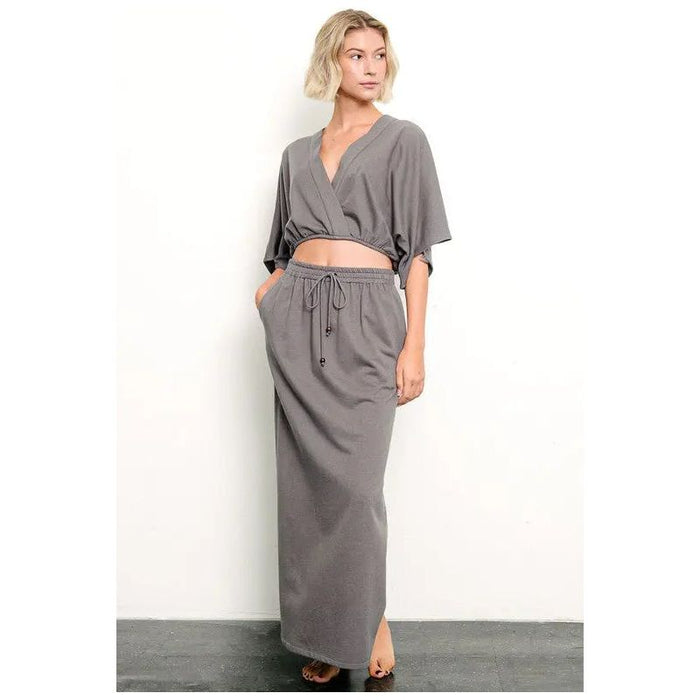 Brushed Organic Hemp Side Slit Maxi Skirt