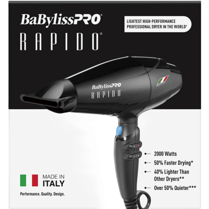 Babylisspro Rapido Blow Dryer 2000 Watts Black #Brap1